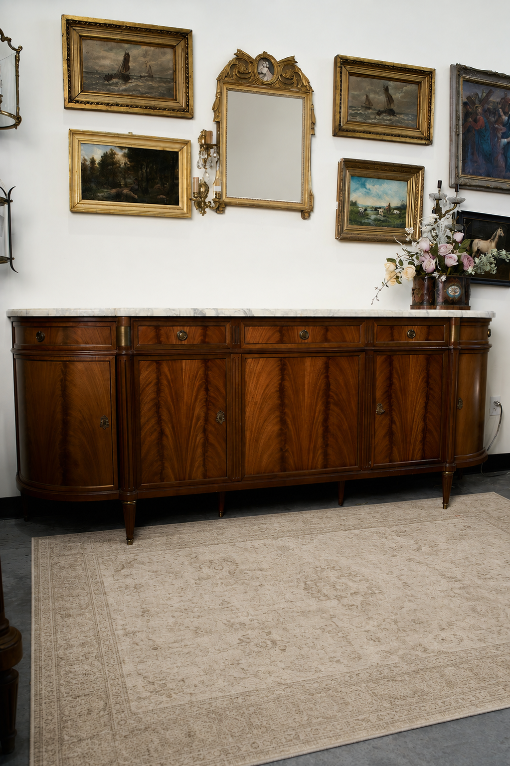 French Louis XVI Style Flame Mahogany Sideboard