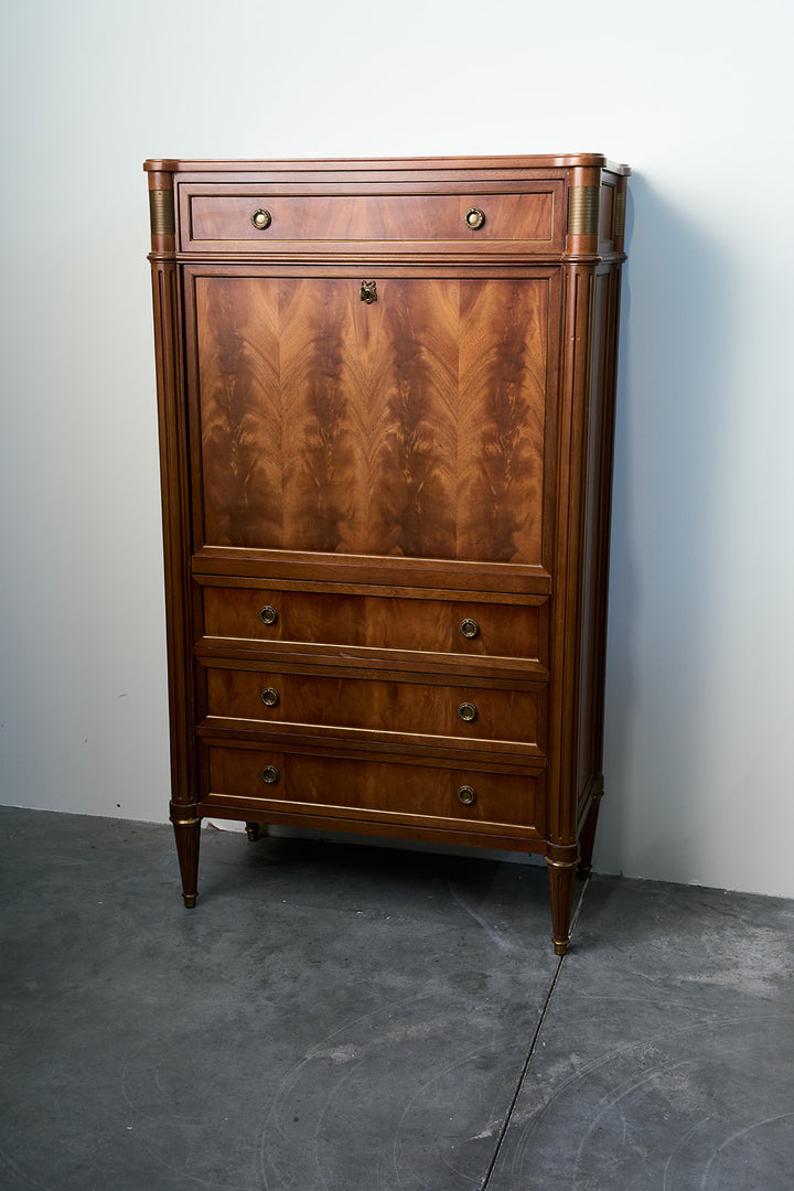 French Louis XVI Style Flame Mahogany Secrétaire à Abattant