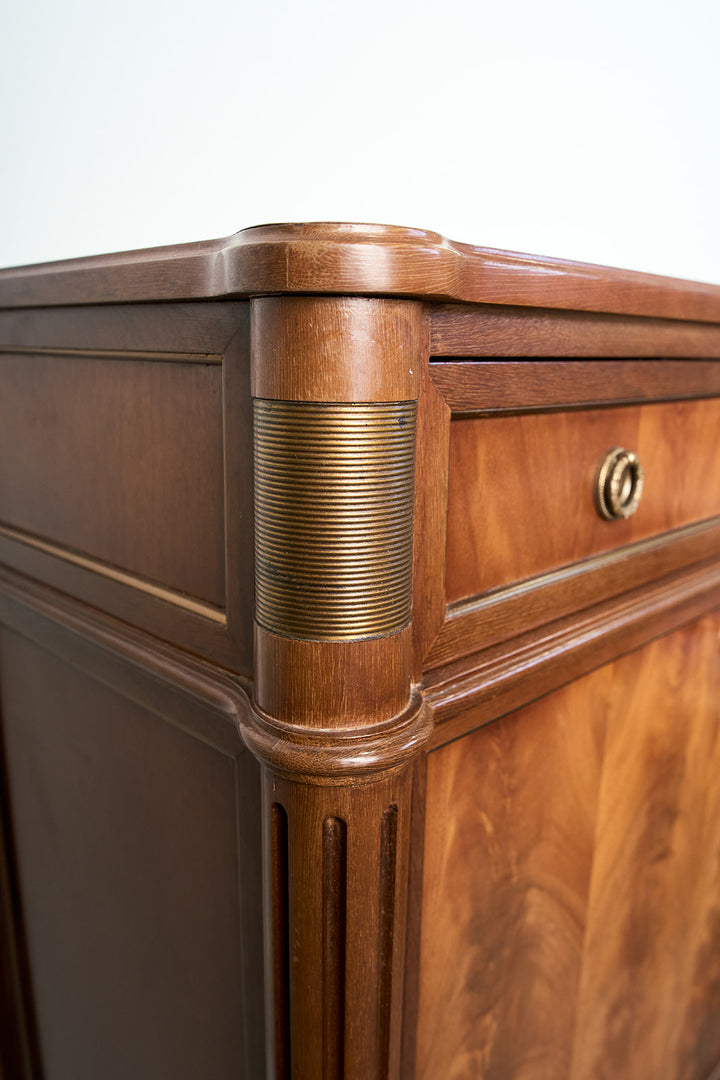French Louis XVI Style Flame Mahogany Secrétaire à Abattant