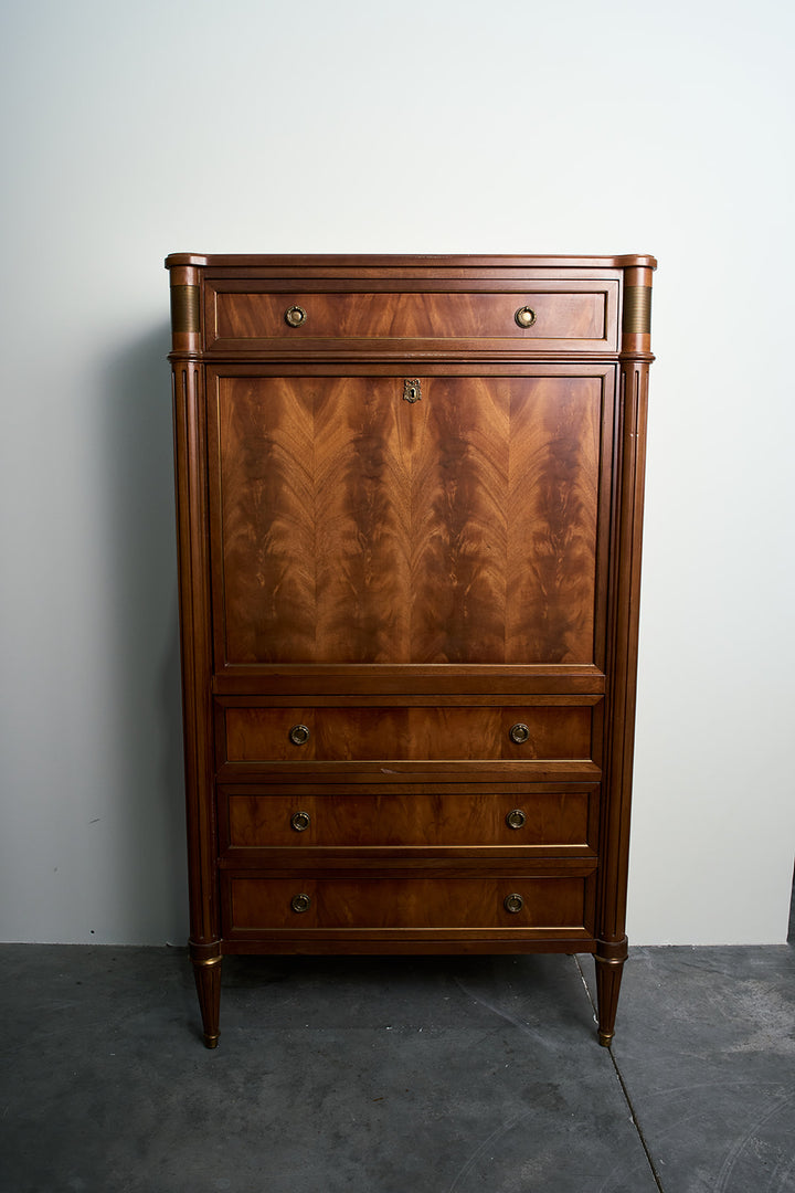 French Louis XVI Style Flame Mahogany Secrétaire à Abattant
