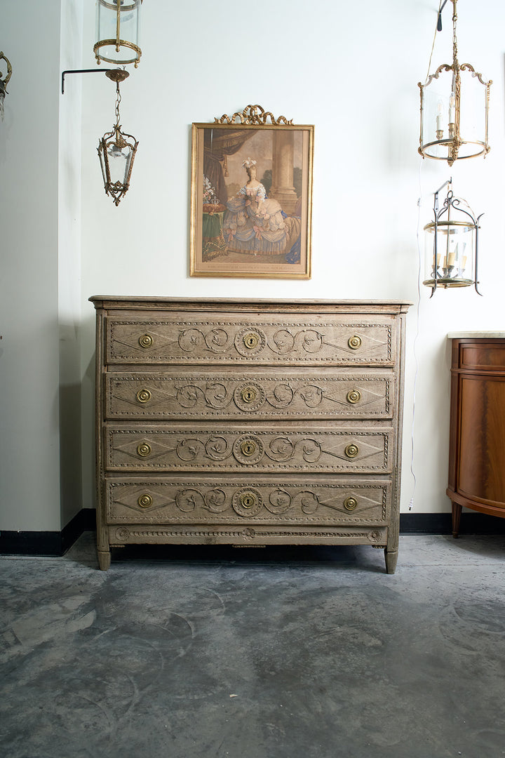 18th Century Louis XVI Bleached Oak Commode