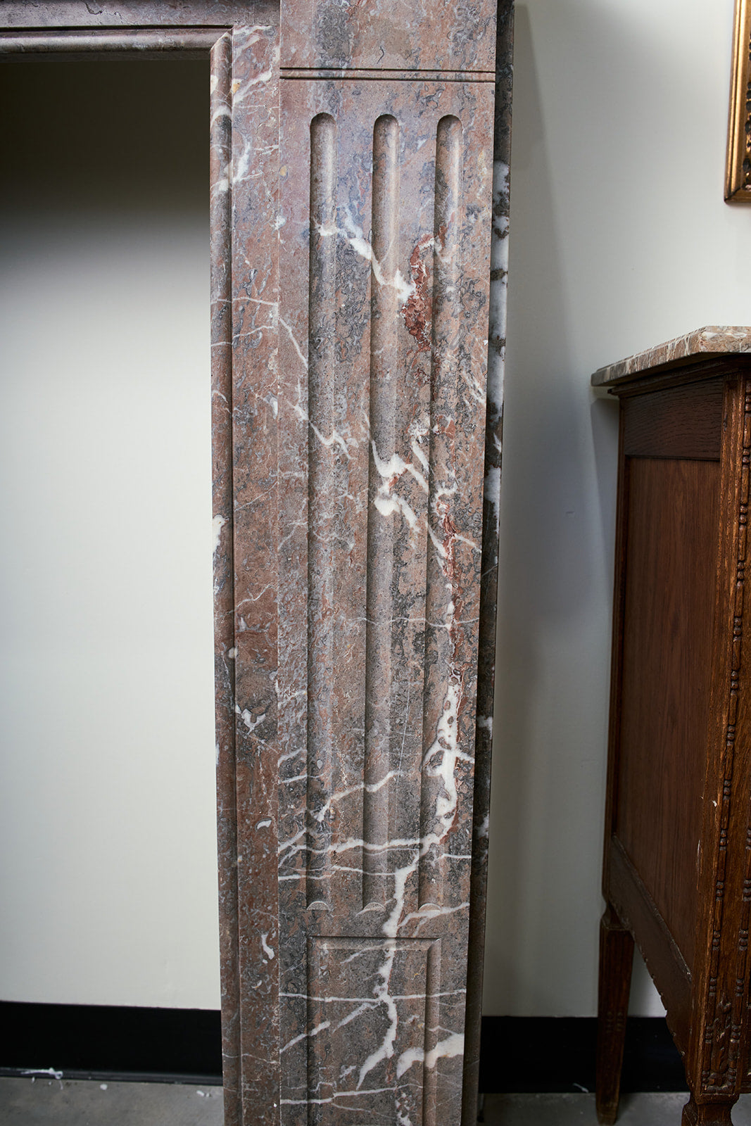 Antique French Louis XVI Style Rouge Royal Marble Fireplace Mantel