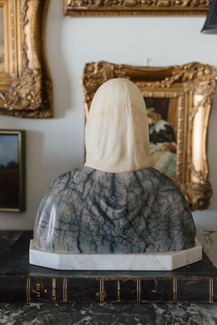 Italian Marble Bust of the Madonna, Signed A. Carli