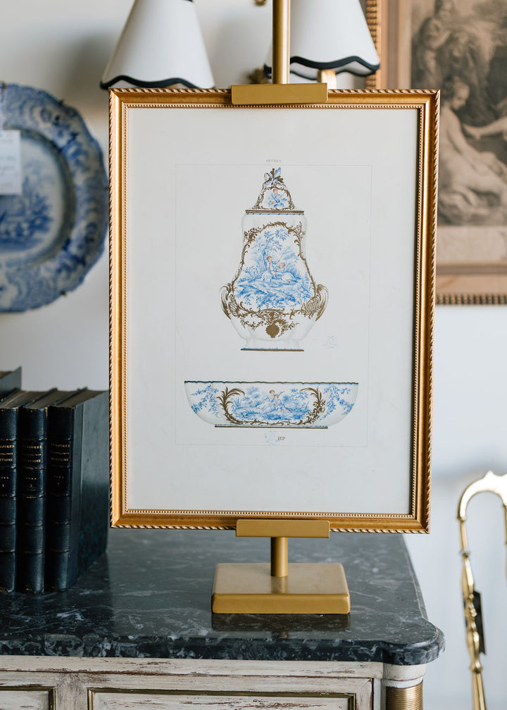 Sèvres Porcelain Fountain and Basin, 19th Century French Chromolithograph