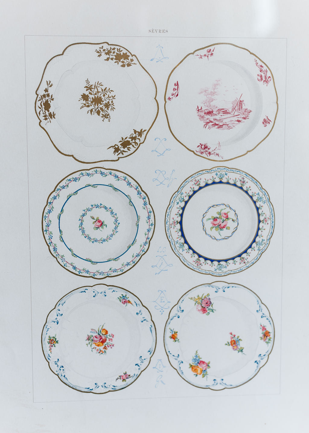 Sèvres Porcelain Plates, 19th Century French Chromolithograph