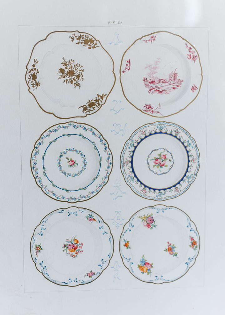 Sèvres Porcelain Plates, 19th Century French Chromolithograph