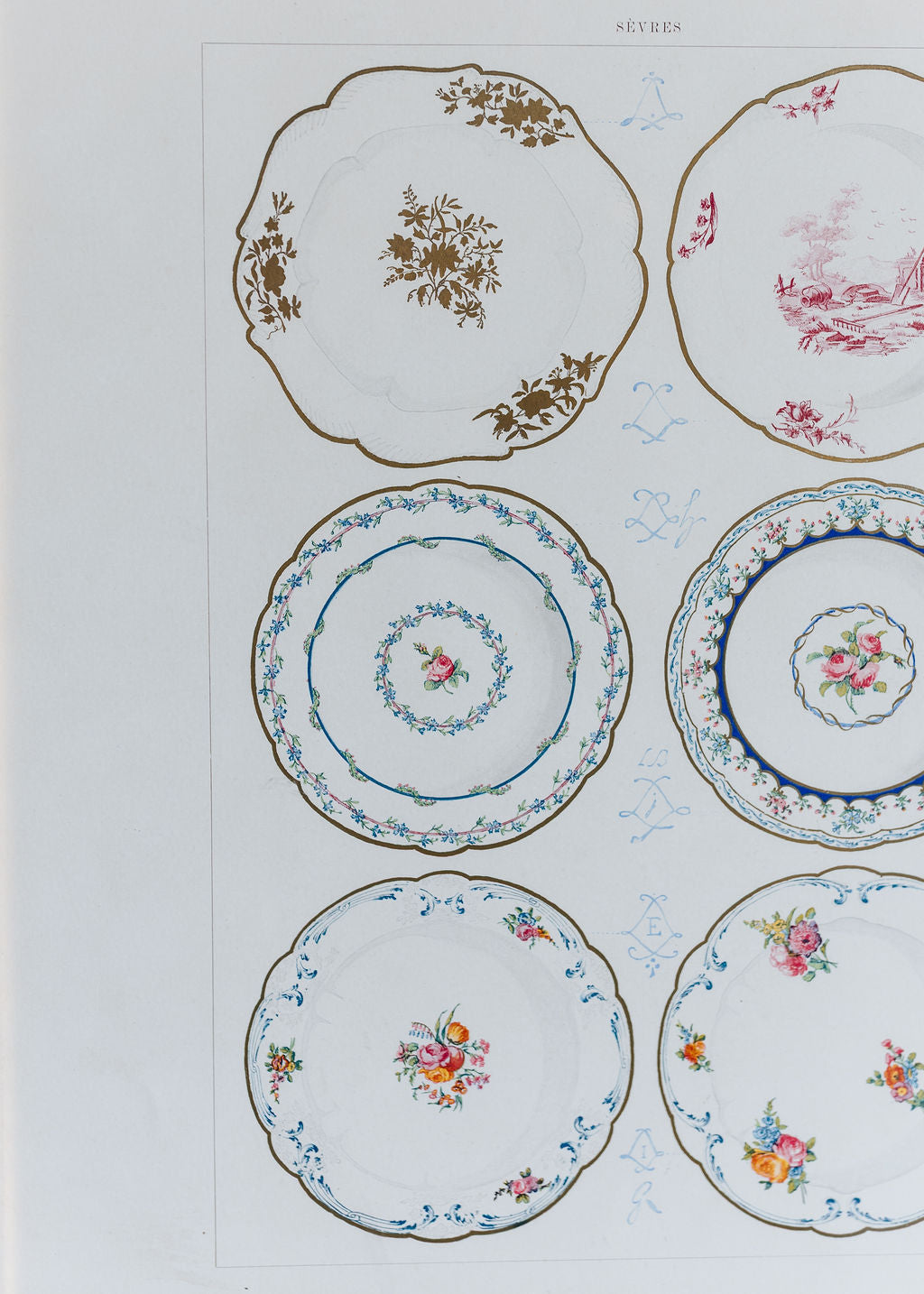 Sèvres Porcelain Plates, 19th Century French Chromolithograph