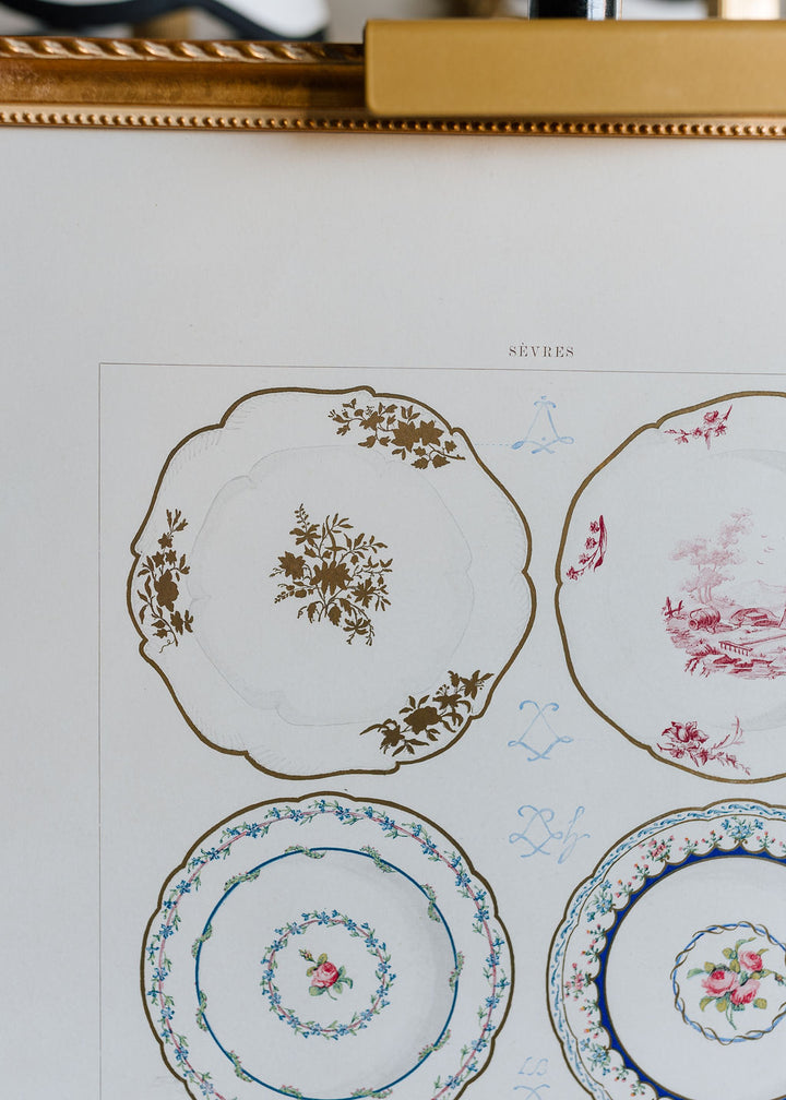 Sèvres Porcelain Plates, 19th Century French Chromolithograph