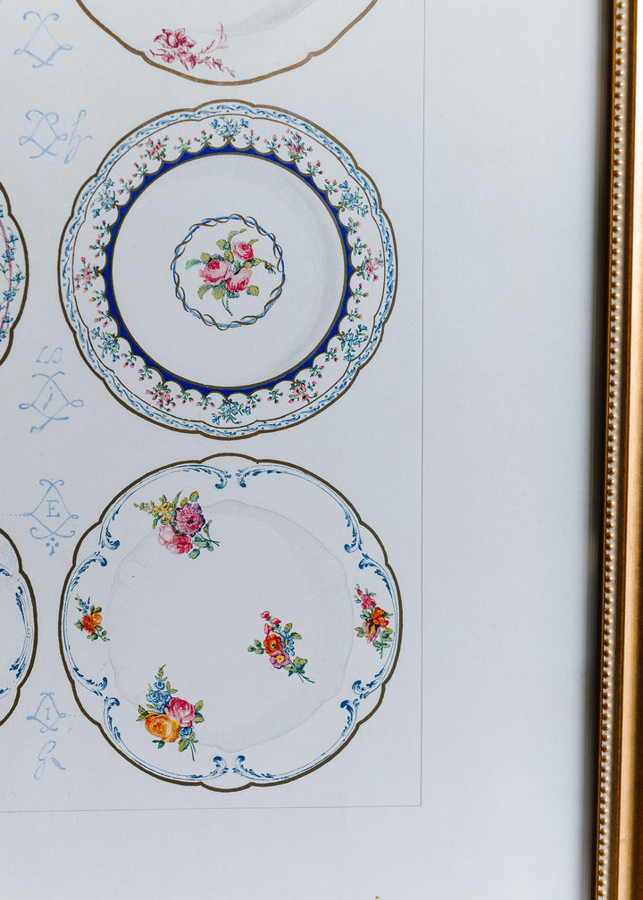 Sèvres Porcelain Plates, 19th Century French Chromolithograph