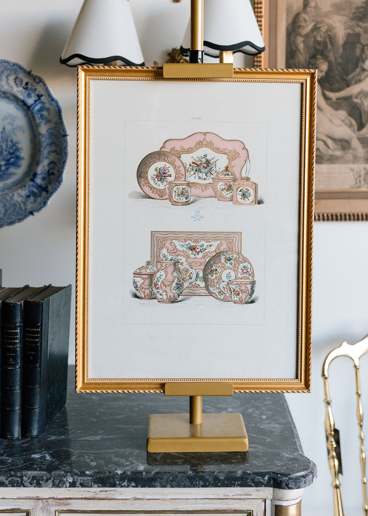 Sèvres Rose Pompadour Porcelain, 19th Century French Chromolithograph