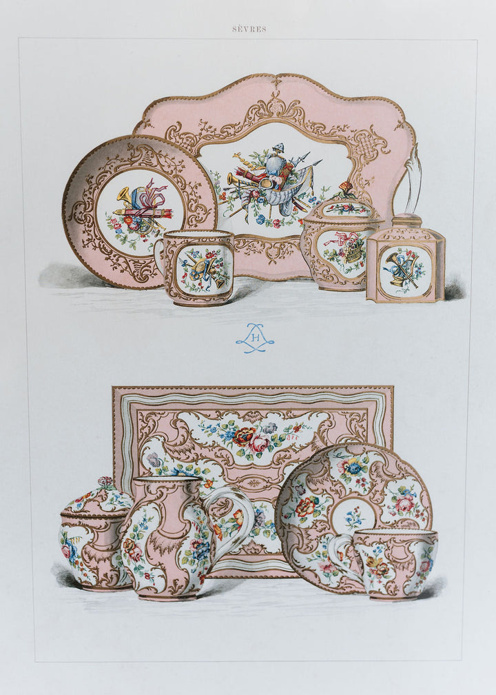 Sèvres Rose Pompadour Porcelain, 19th Century French Chromolithograph