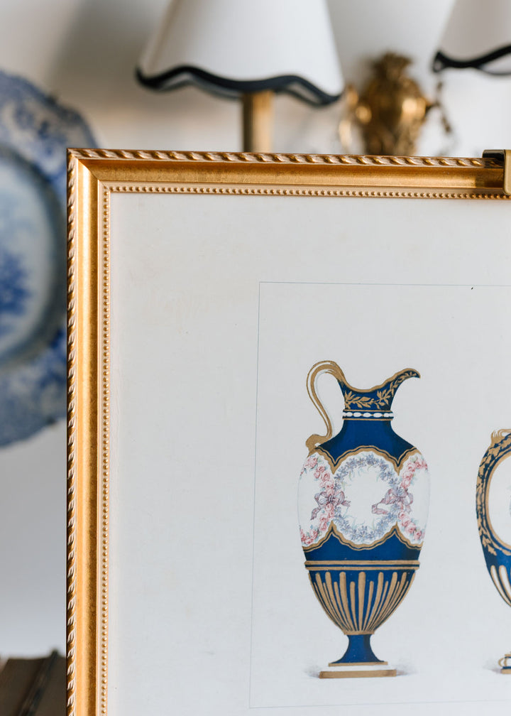 Sèvres Royal Blue Vases and Ewers, 19th Century French Chromolithograph