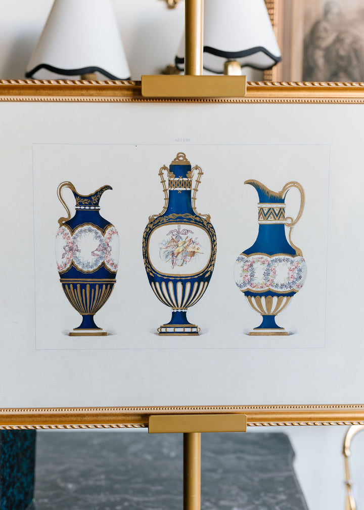 Sèvres Royal Blue Vases and Ewers, 19th Century French Chromolithograph