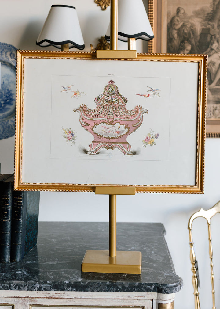 Sèvres Rose Pompadour Pot-Pourri Vase, 19th Century French Chromolithograph