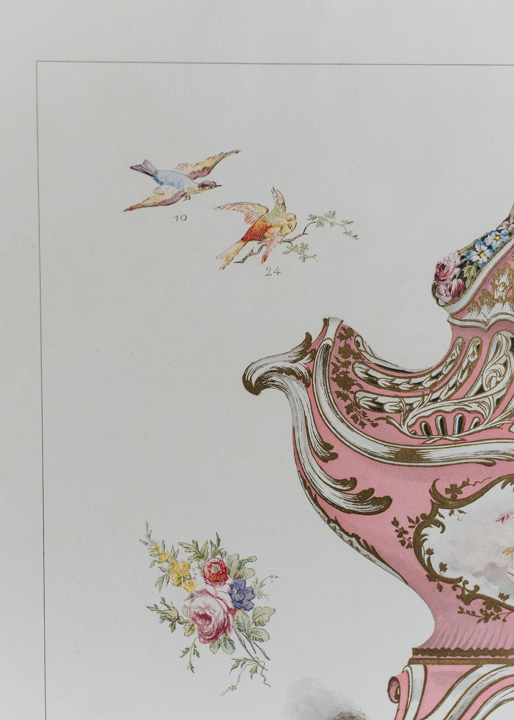 Sèvres Rose Pompadour Pot-Pourri Vase, 19th Century French Chromolithograph
