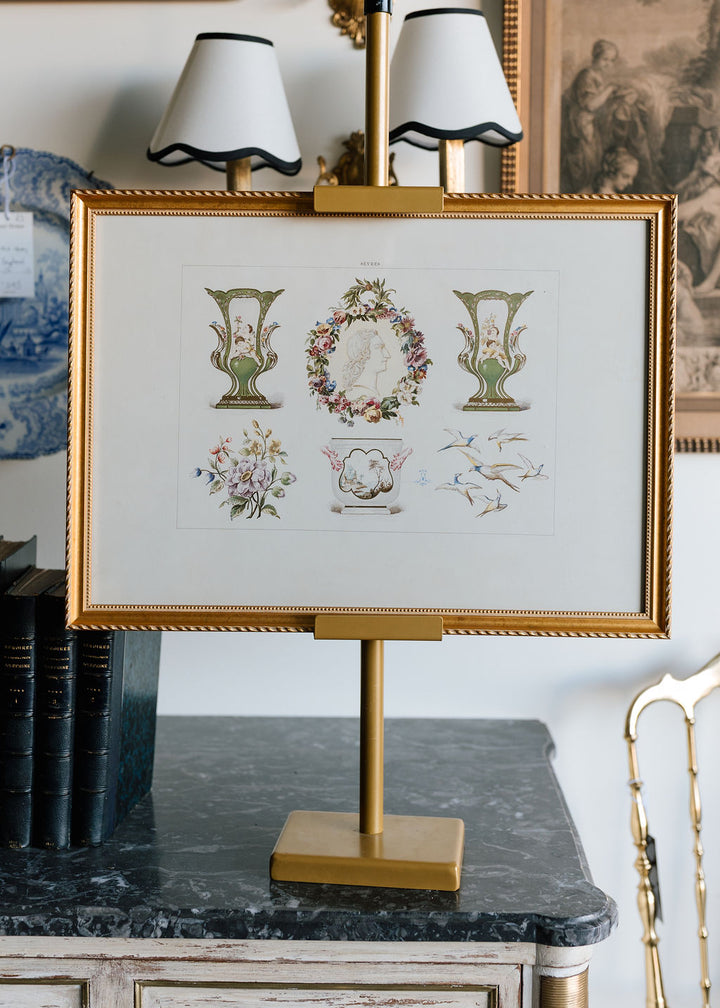 Sèvres Green Vases, Portrait Medallion, 19th Century French Chromolithograph