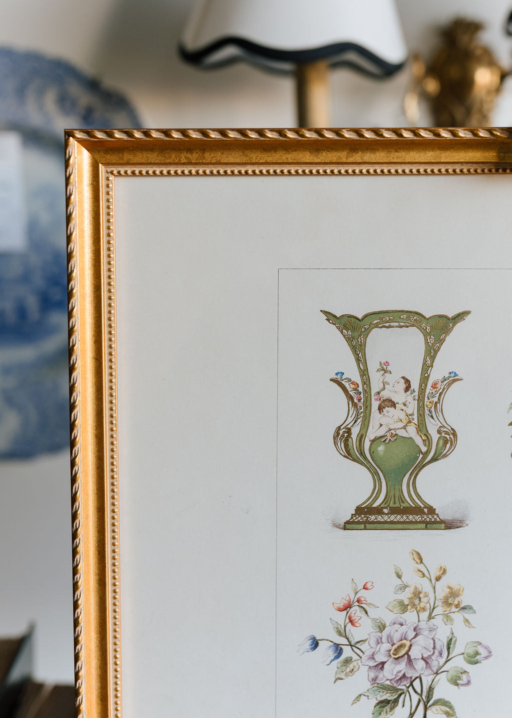 Sèvres Green Vases, Portrait Medallion, 19th Century French Chromolithograph
