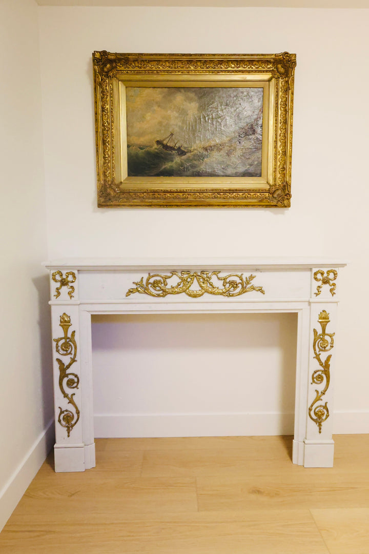 19th Century Carrara Marble Fireplace Mantel