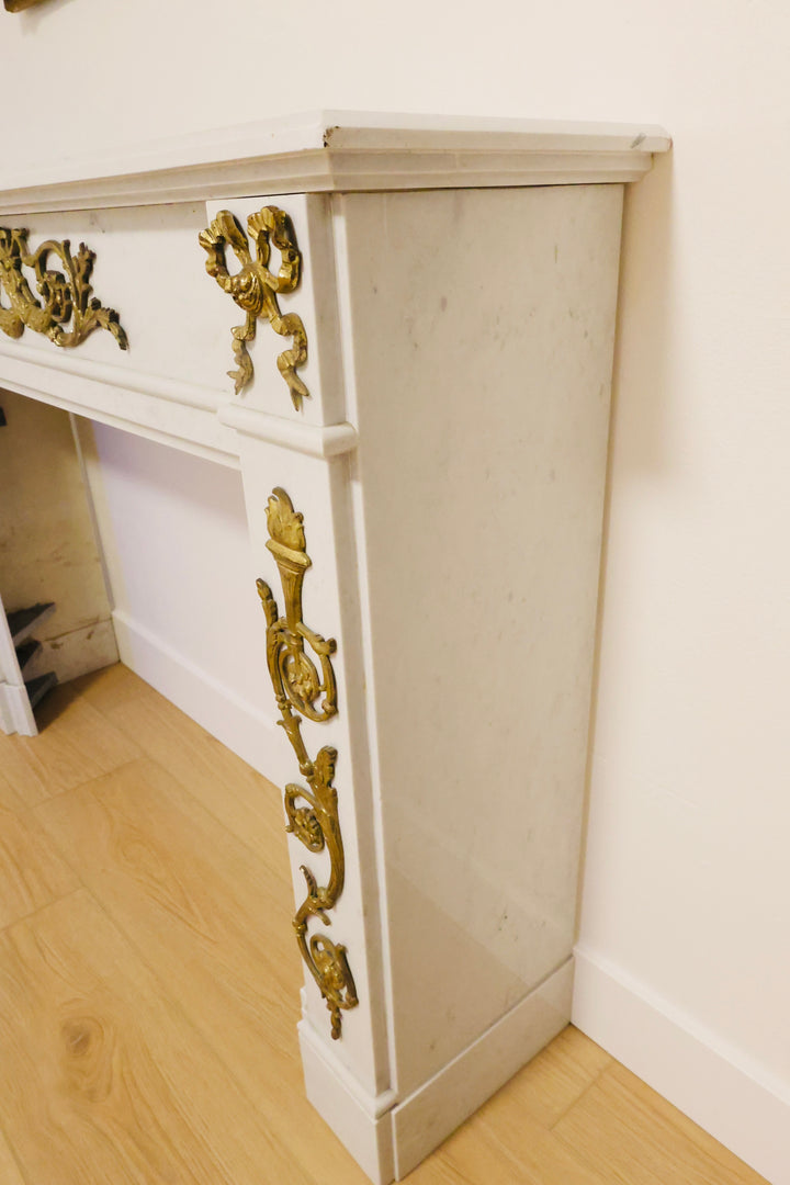 19th Century Carrara Marble Fireplace Mantel