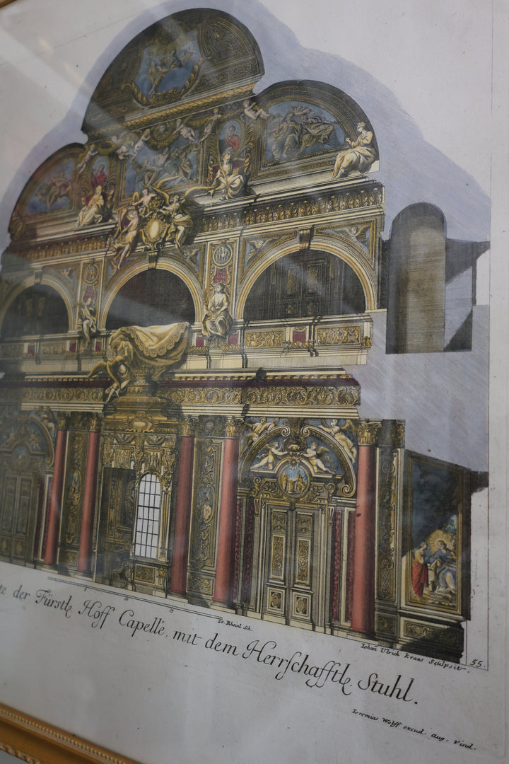 18th Century Hand Colored Framed Engraving