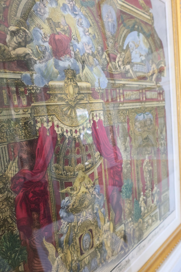 18th Century Hand Colored Framed Engraving