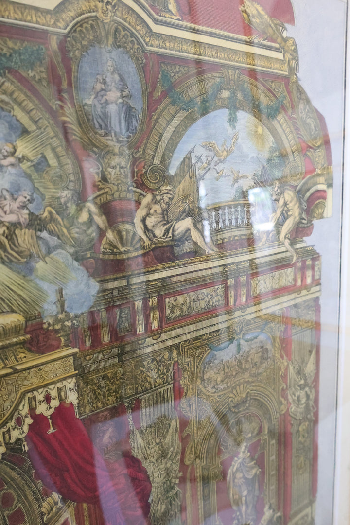 18th Century Hand Colored Framed Engraving