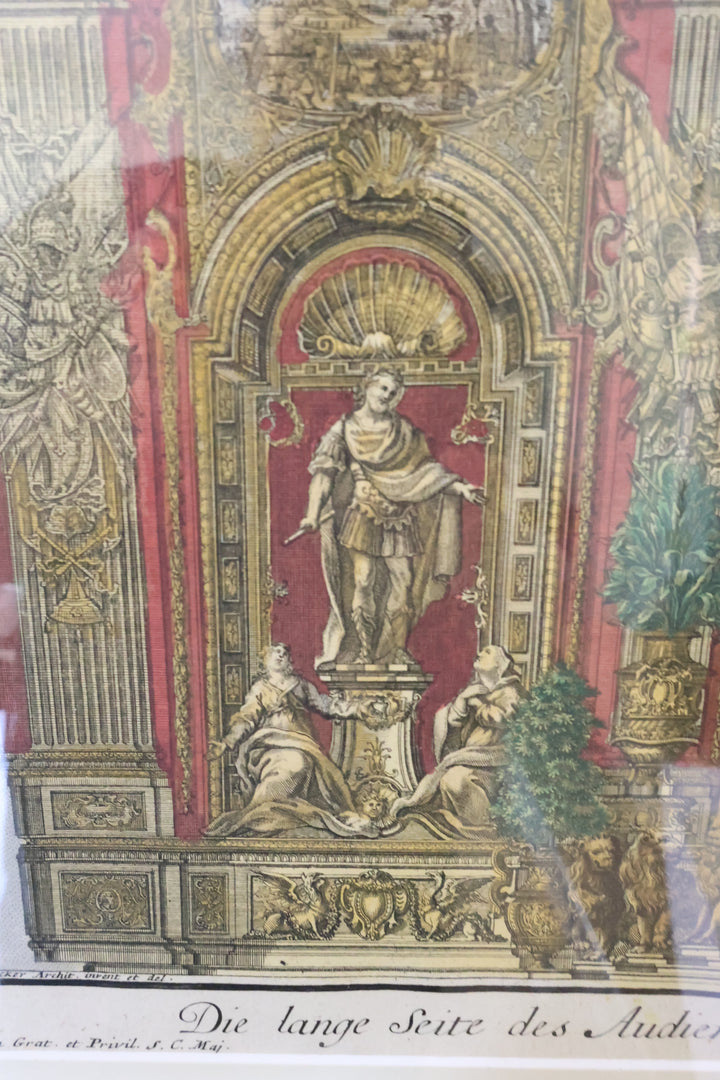 18th Century Hand Colored Framed Engraving