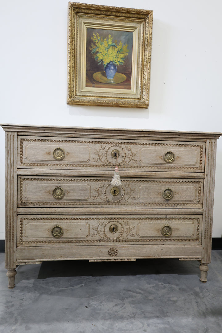 18th Century Louis XVI Bleached Oak Commode