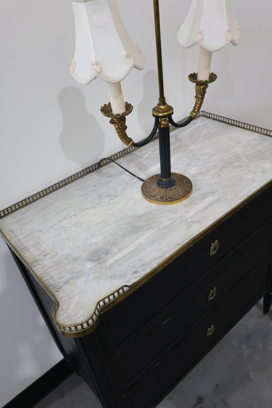 Louis XVI Revival Style Ebonized Petite Commode