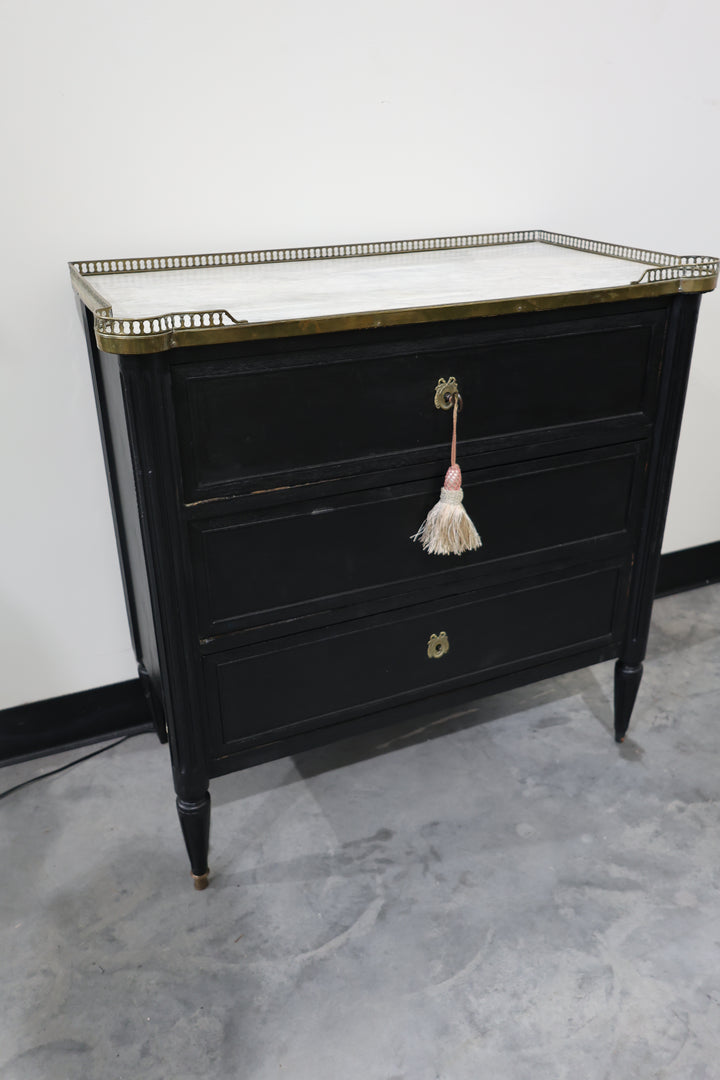 Louis XVI Revival Style Ebonized Petite Commode