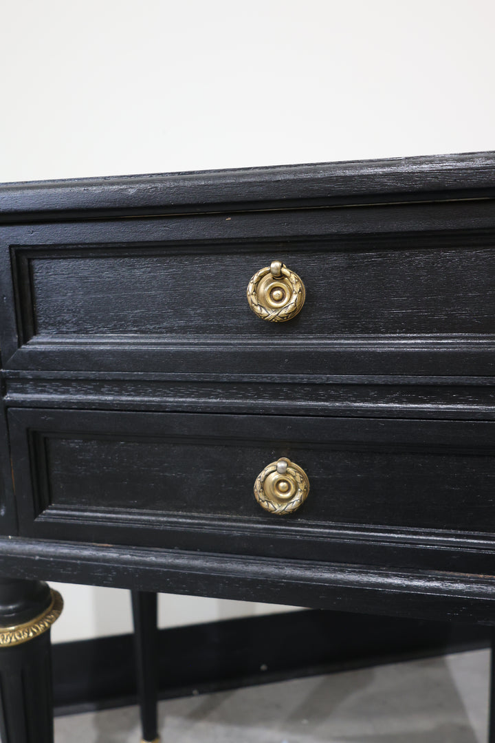 French Louis XVI Style Ebonized Nightstands