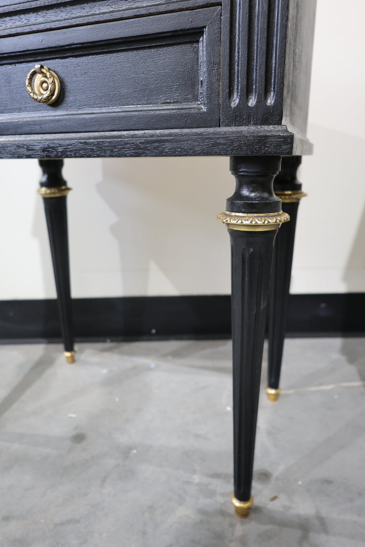 French Louis XVI Style Ebonized Nightstands