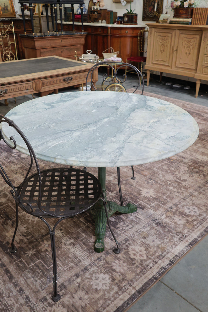 Large Marble Top Cast Iron table