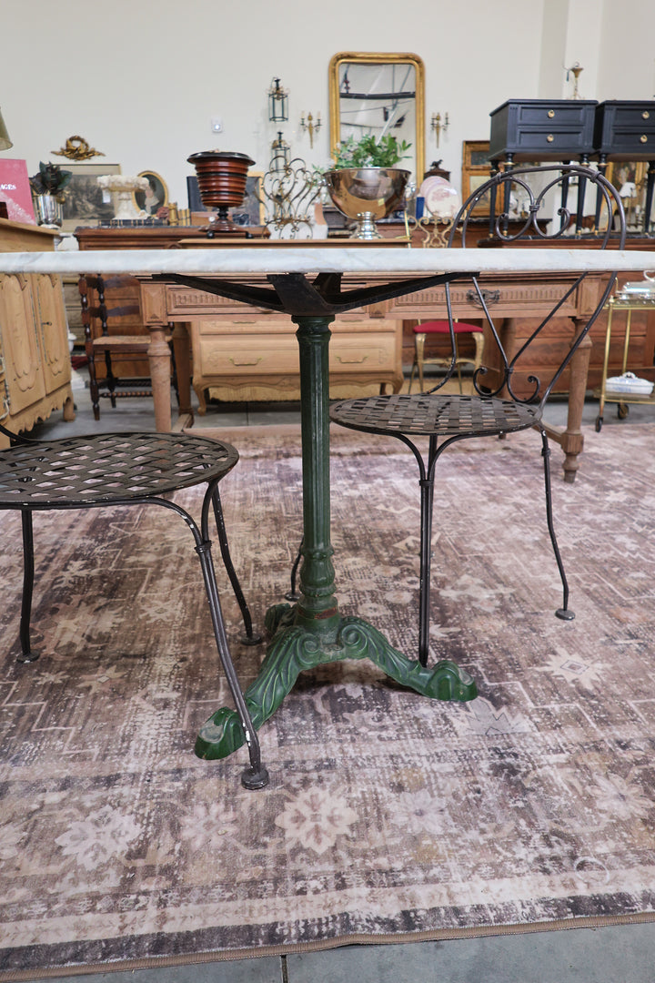 Large Marble Top Cast Iron table