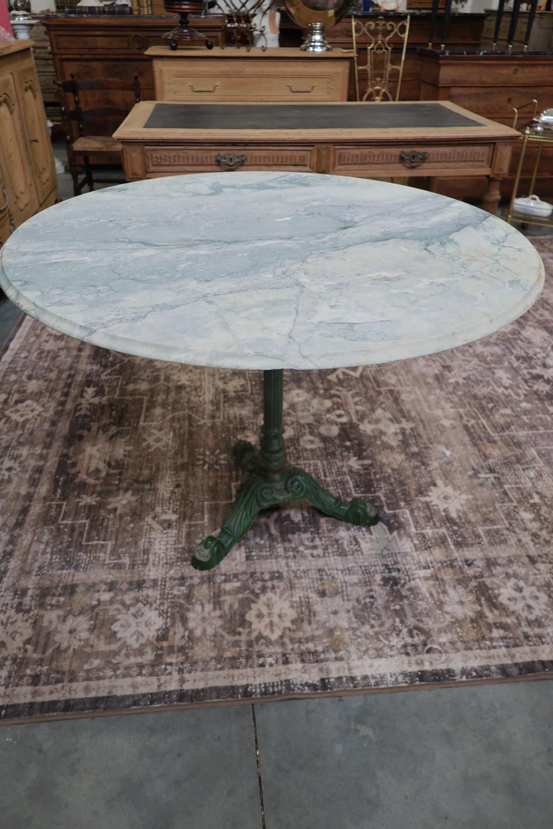Large Marble Top Cast Iron table