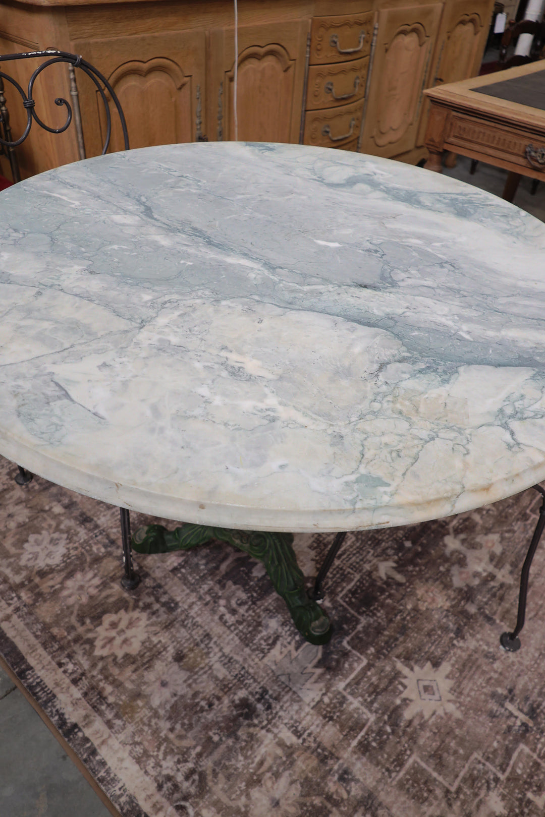 Large Marble Top Cast Iron table