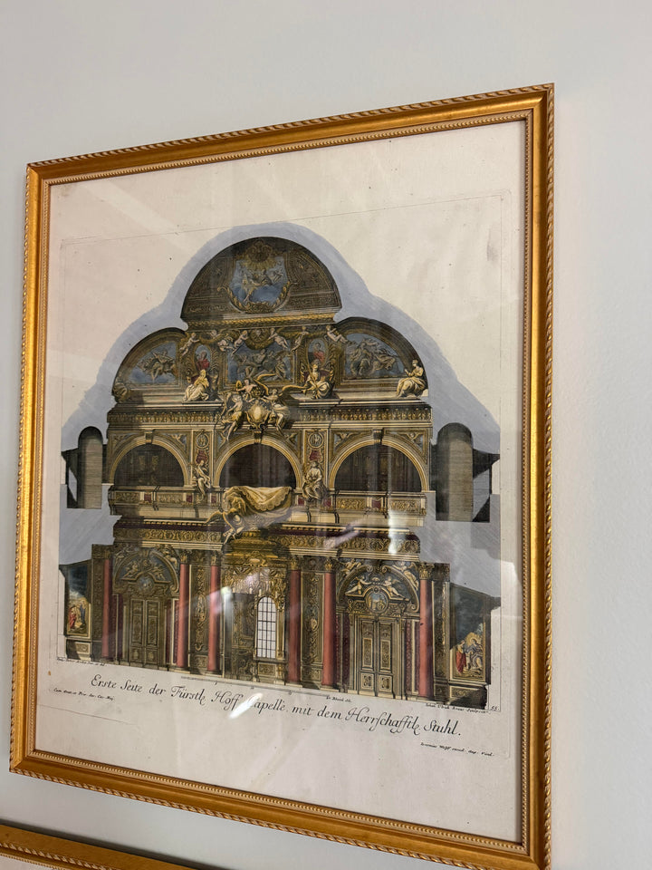 18th Century Hand Colored Framed Engraving