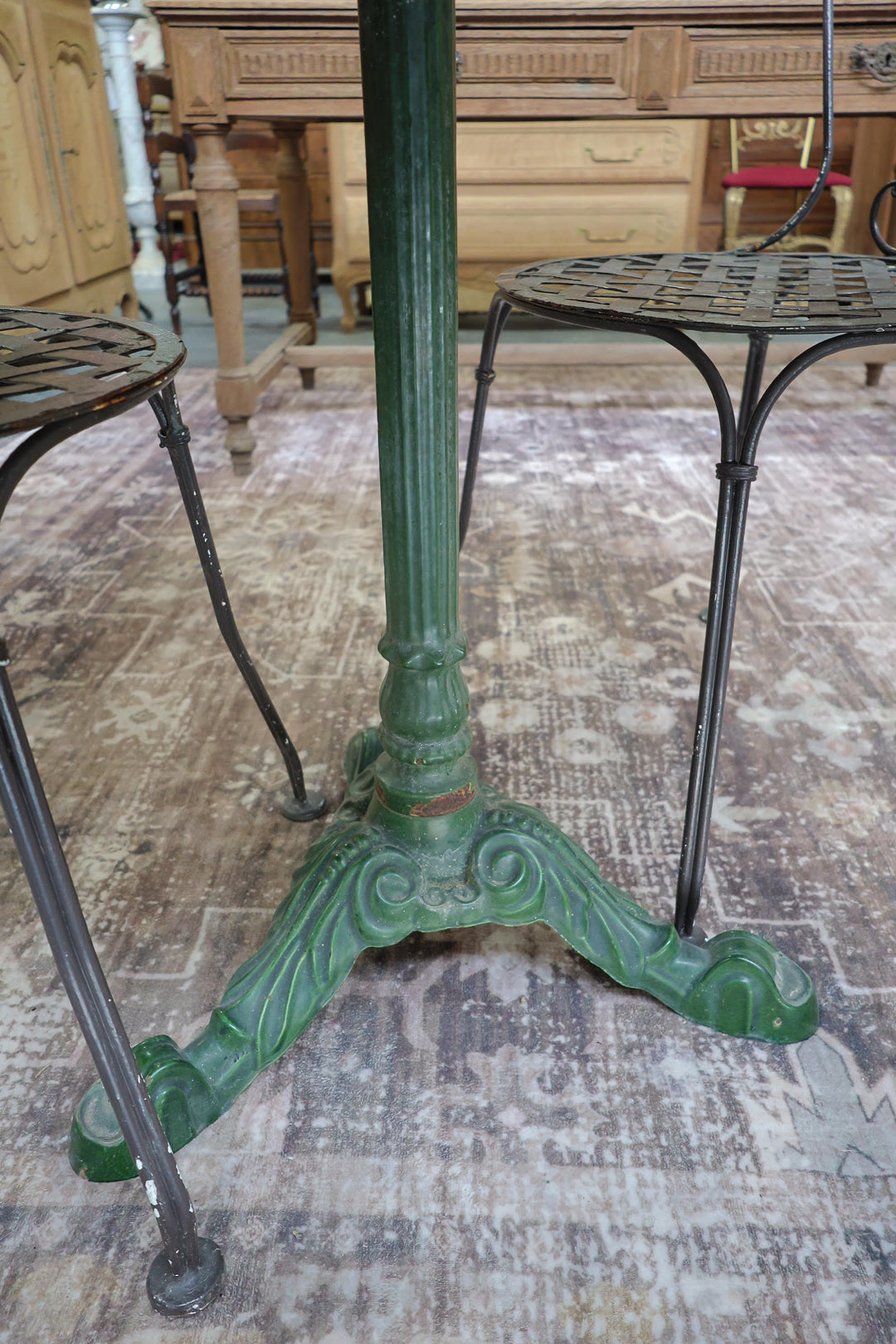 Large Marble Top Cast Iron table